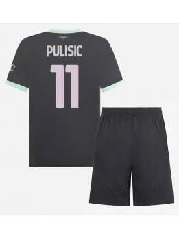 Billige AC Milan Christian Pulisic #11 Tredjedraktsett Barn 2024-25 Kortermet (+ Korte bukser)